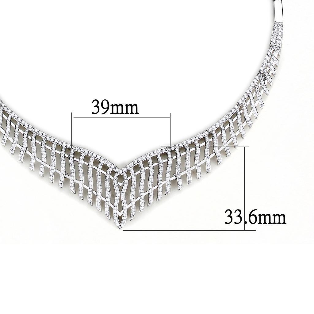 MA3W1412 - Rhodium Brass Jewelry Sets with AAA Grade CZ  in Clear