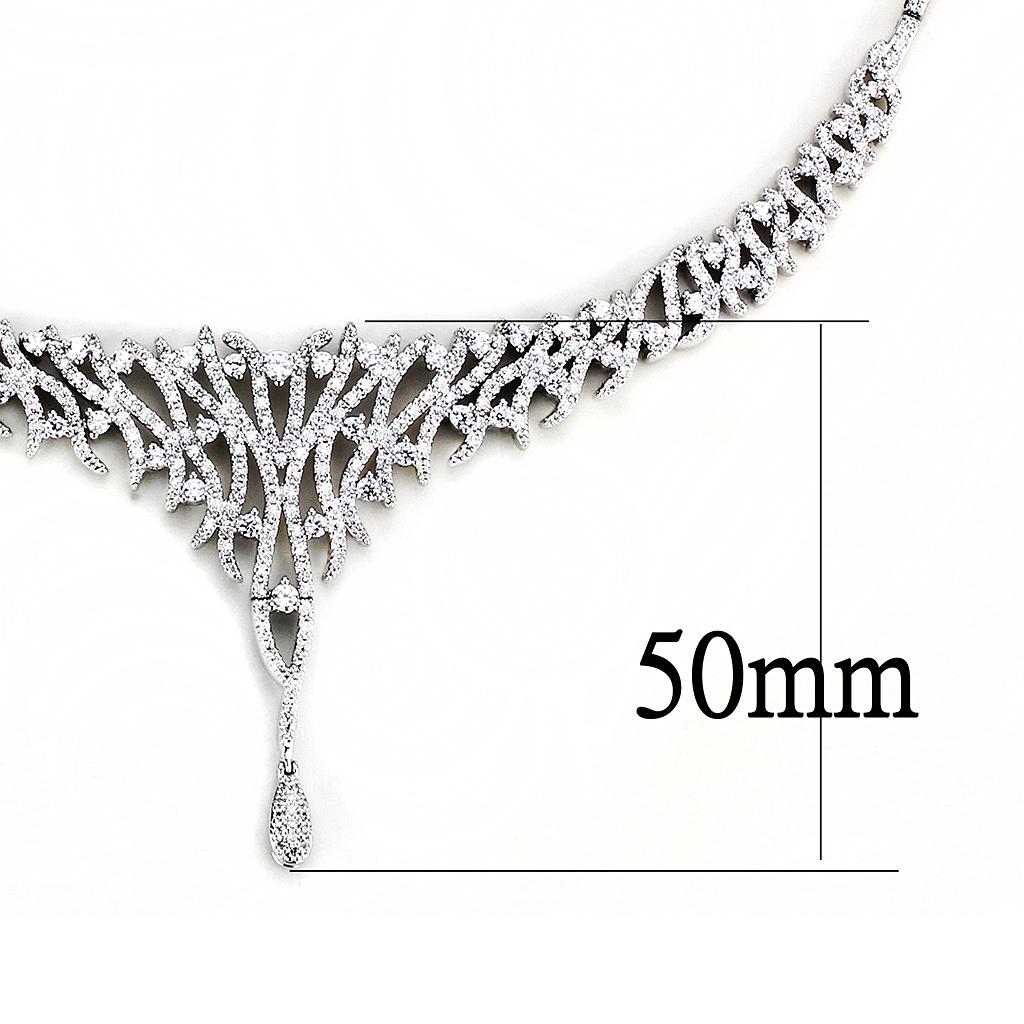 MA3W1413 - Rhodium Brass Jewelry Sets with AAA Grade CZ  in Clear