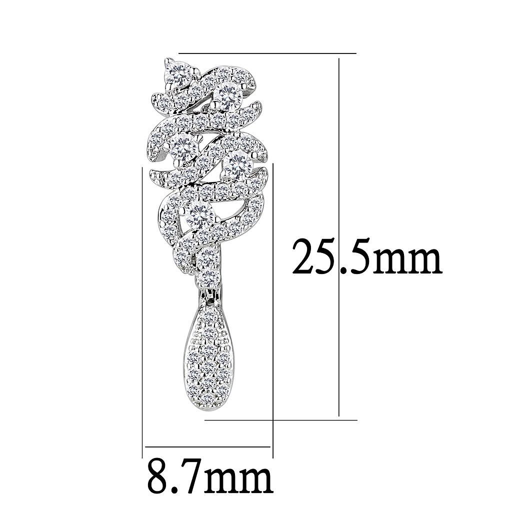 MA3W1413 - Rhodium Brass Jewelry Sets with AAA Grade CZ  in Clear