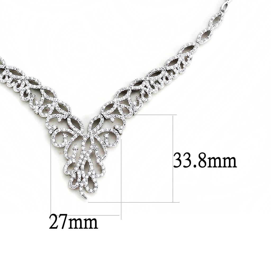 MA3W1414 - Rhodium Brass Jewelry Sets with AAA Grade CZ  in Clear