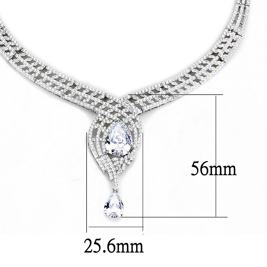 MA3W1415 - Rhodium Brass Jewelry Sets with AAA Grade CZ  in Clear