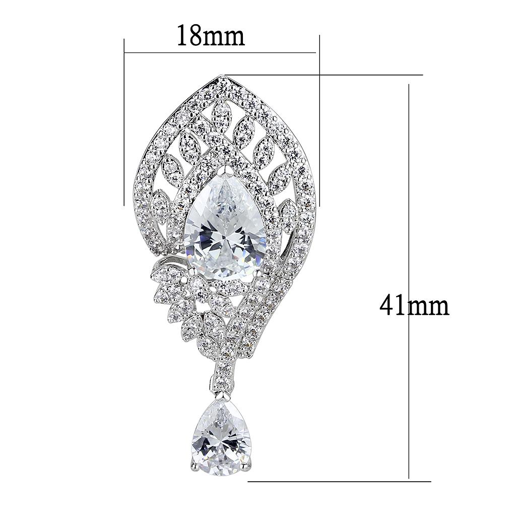 MA3W1415 - Rhodium Brass Jewelry Sets with AAA Grade CZ  in Clear