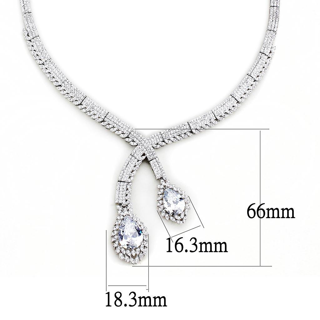 MA3W1416 - Rhodium Brass Jewelry Sets with AAA Grade CZ  in Clear