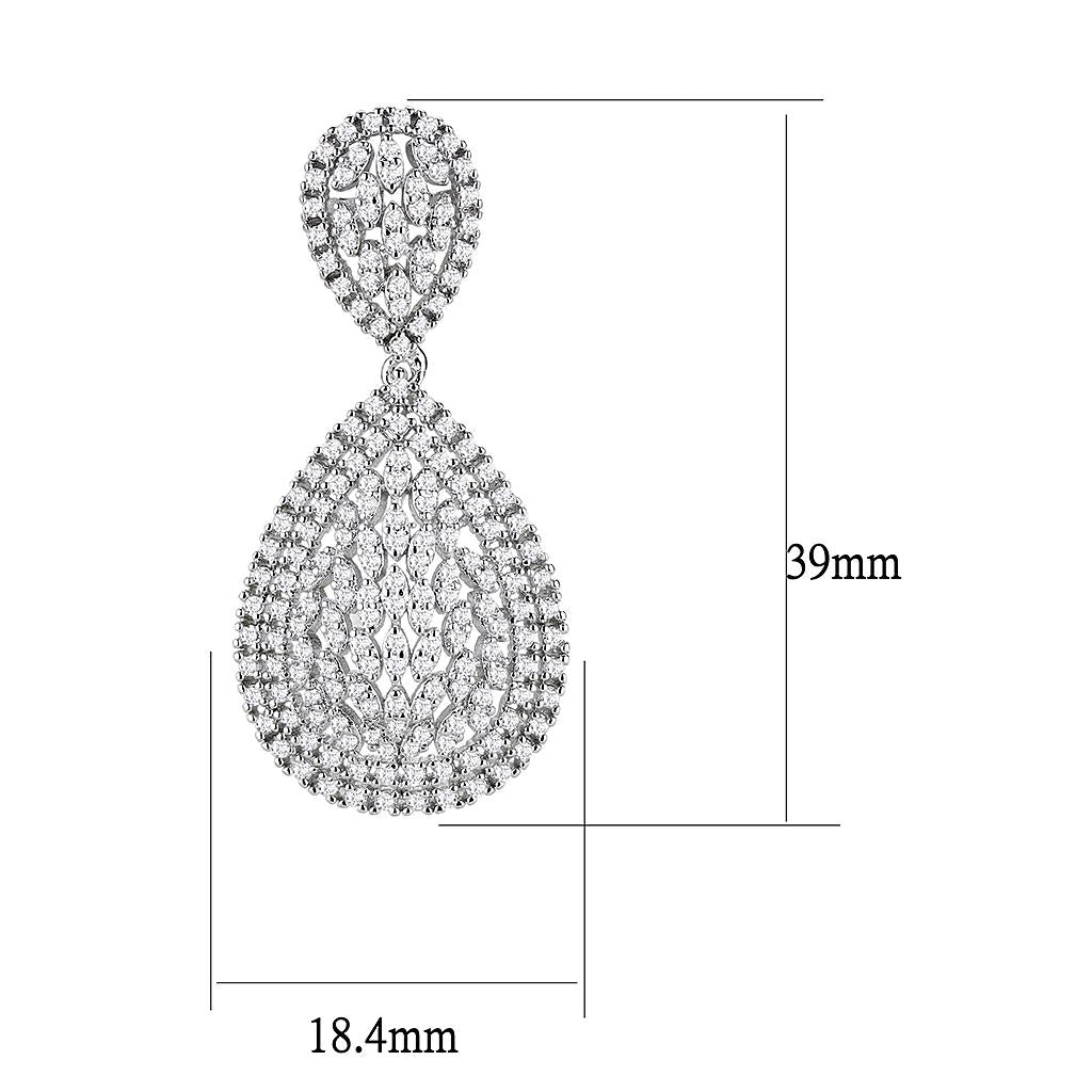 MA3W1417 - Rhodium Brass Jewelry Sets with AAA Grade CZ  in Clear