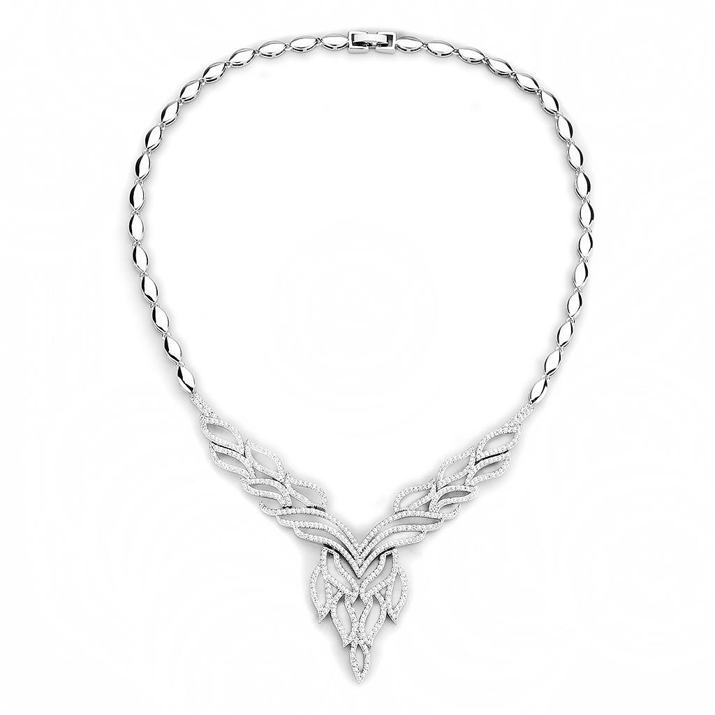 MA3W1418 - Rhodium Brass Jewelry Sets with AAA Grade CZ  in Clear