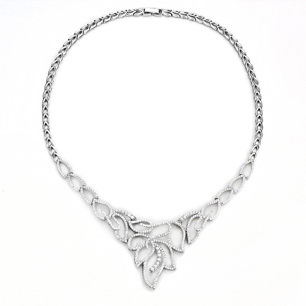 MA3W1420 - Rhodium Brass Jewelry Sets with AAA Grade CZ  in Clear