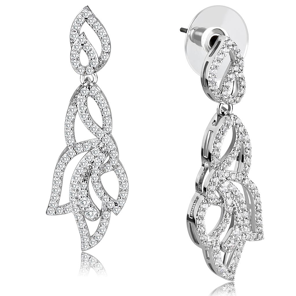 MA3W1420 - Rhodium Brass Jewelry Sets with AAA Grade CZ  in Clear