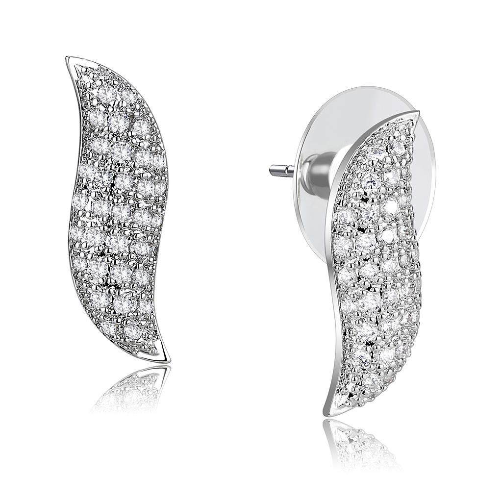 MA3W1421 - Rhodium Brass Jewelry Sets with AAA Grade CZ  in Clear