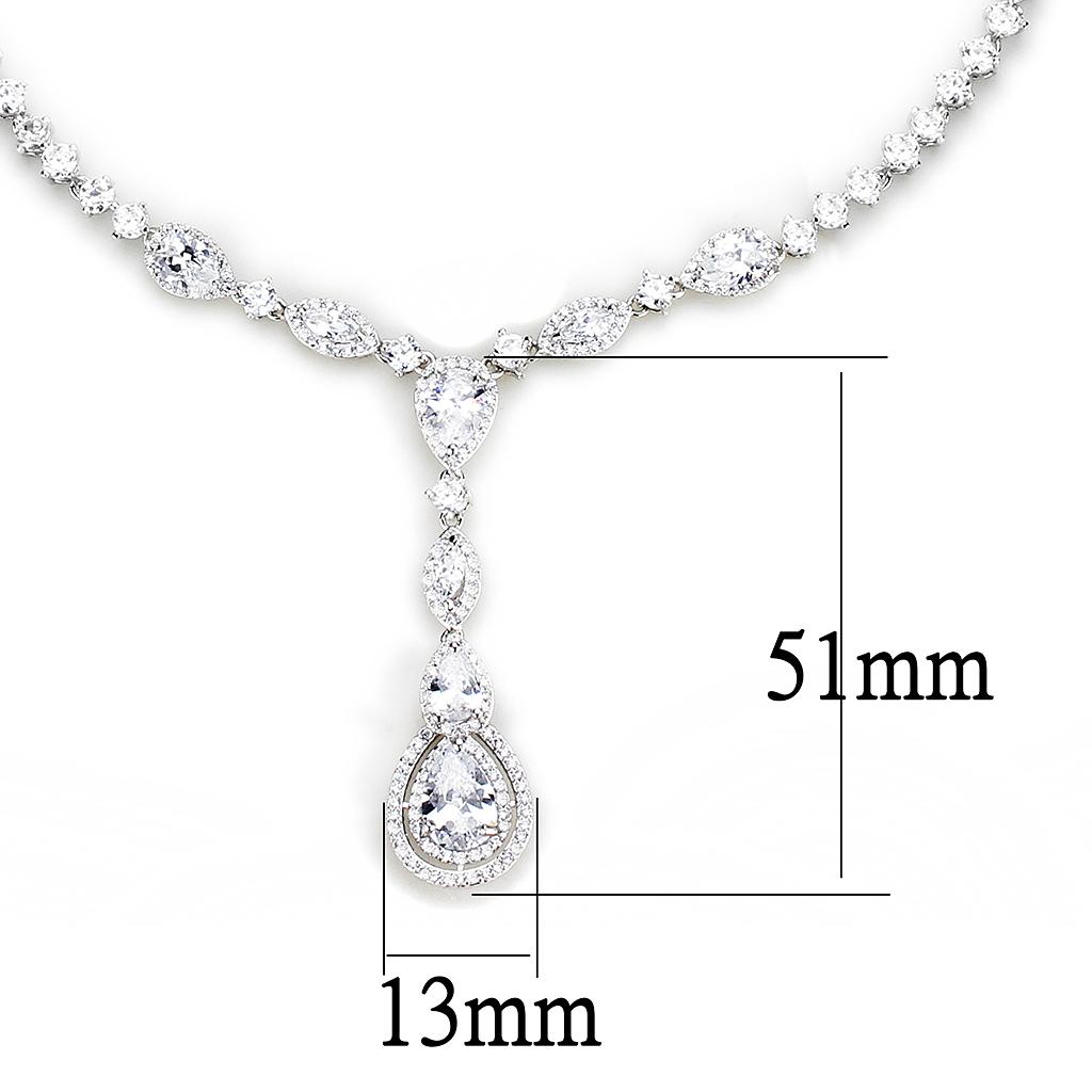 MA3W1422 - Rhodium Brass Jewelry Sets with AAA Grade CZ  in Clear