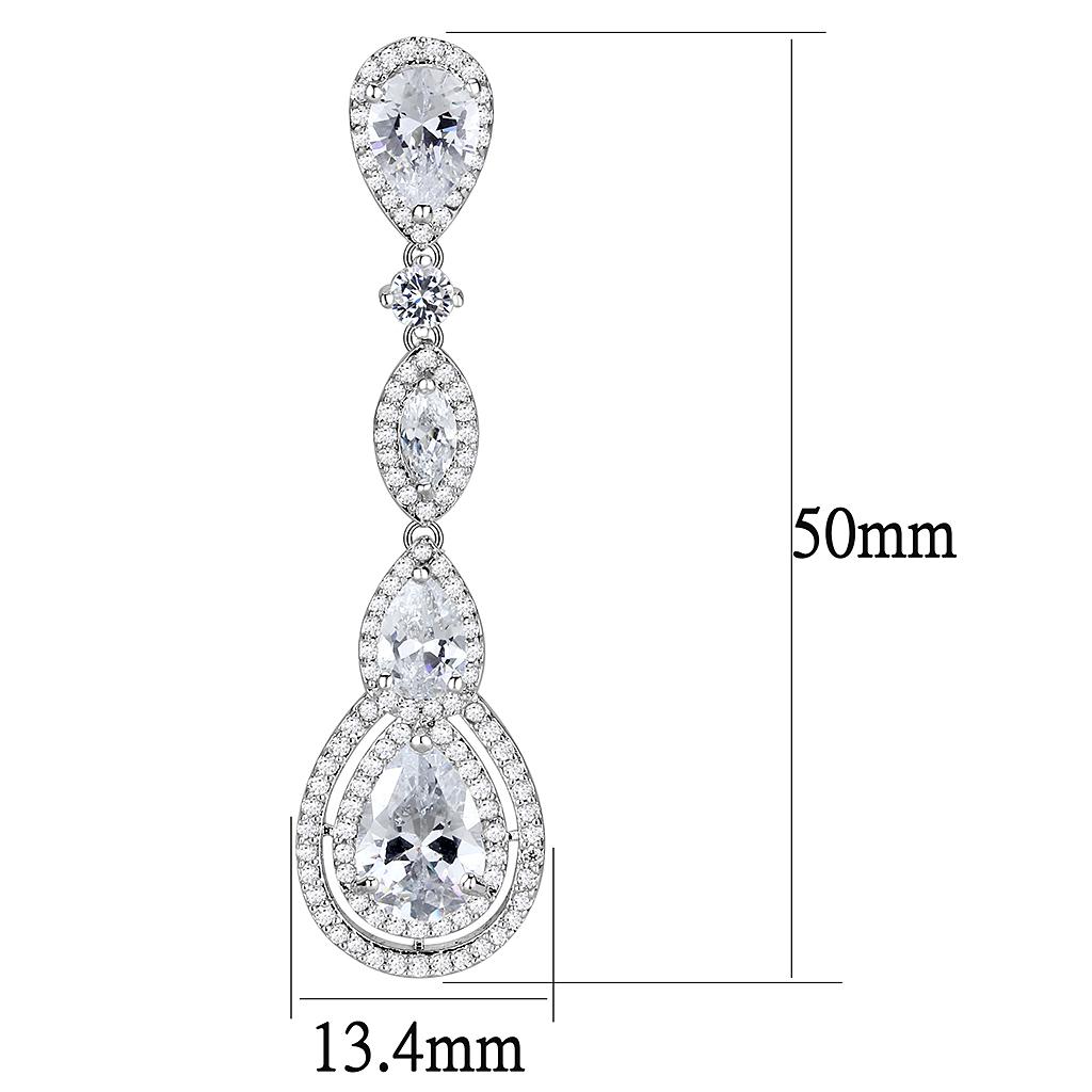 MA3W1422 - Rhodium Brass Jewelry Sets with AAA Grade CZ  in Clear