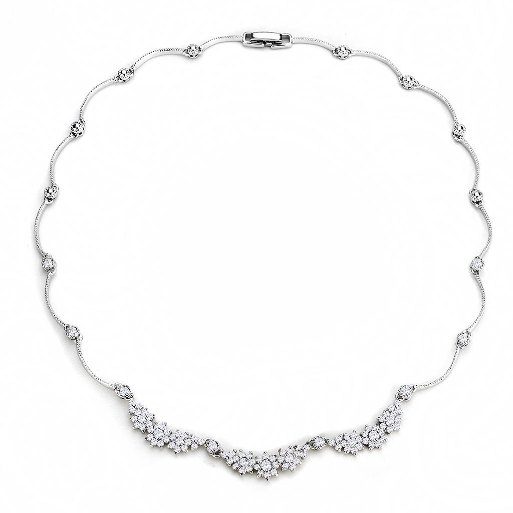 MA3W1424 - Rhodium Brass Jewelry Sets with AAA Grade CZ  in Clear