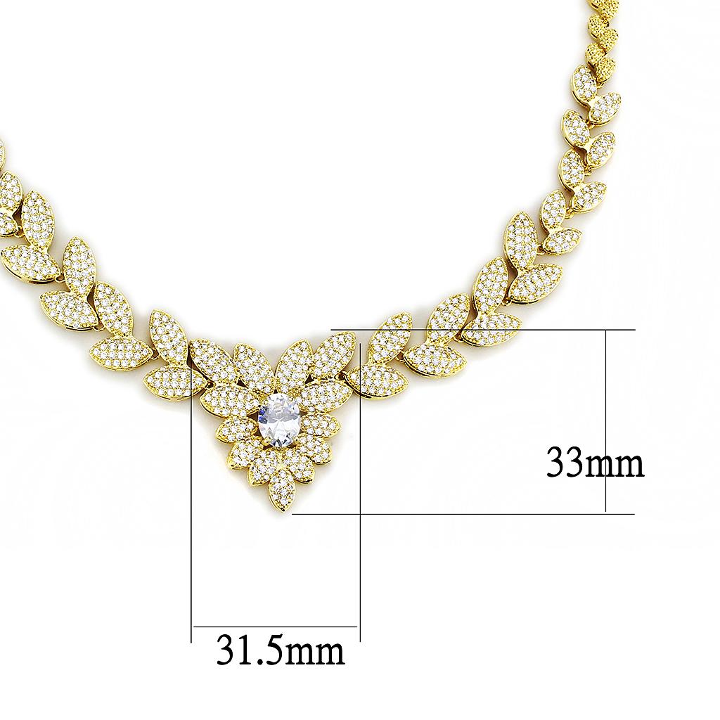 MA3W1425 - Gold Brass Jewelry Sets with AAA Grade CZ  in Clear