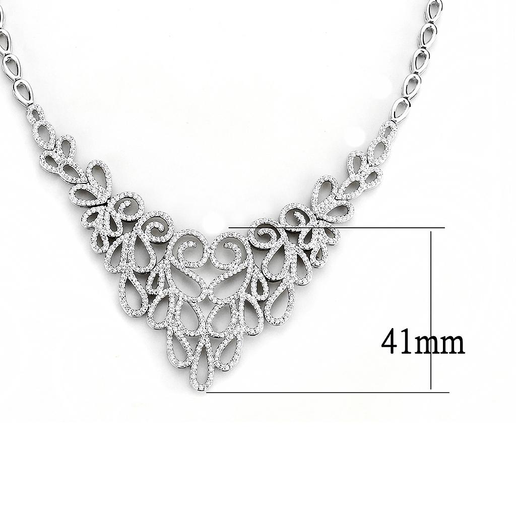 MA3W1426 - Rhodium Brass Jewelry Sets with AAA Grade CZ  in Clear