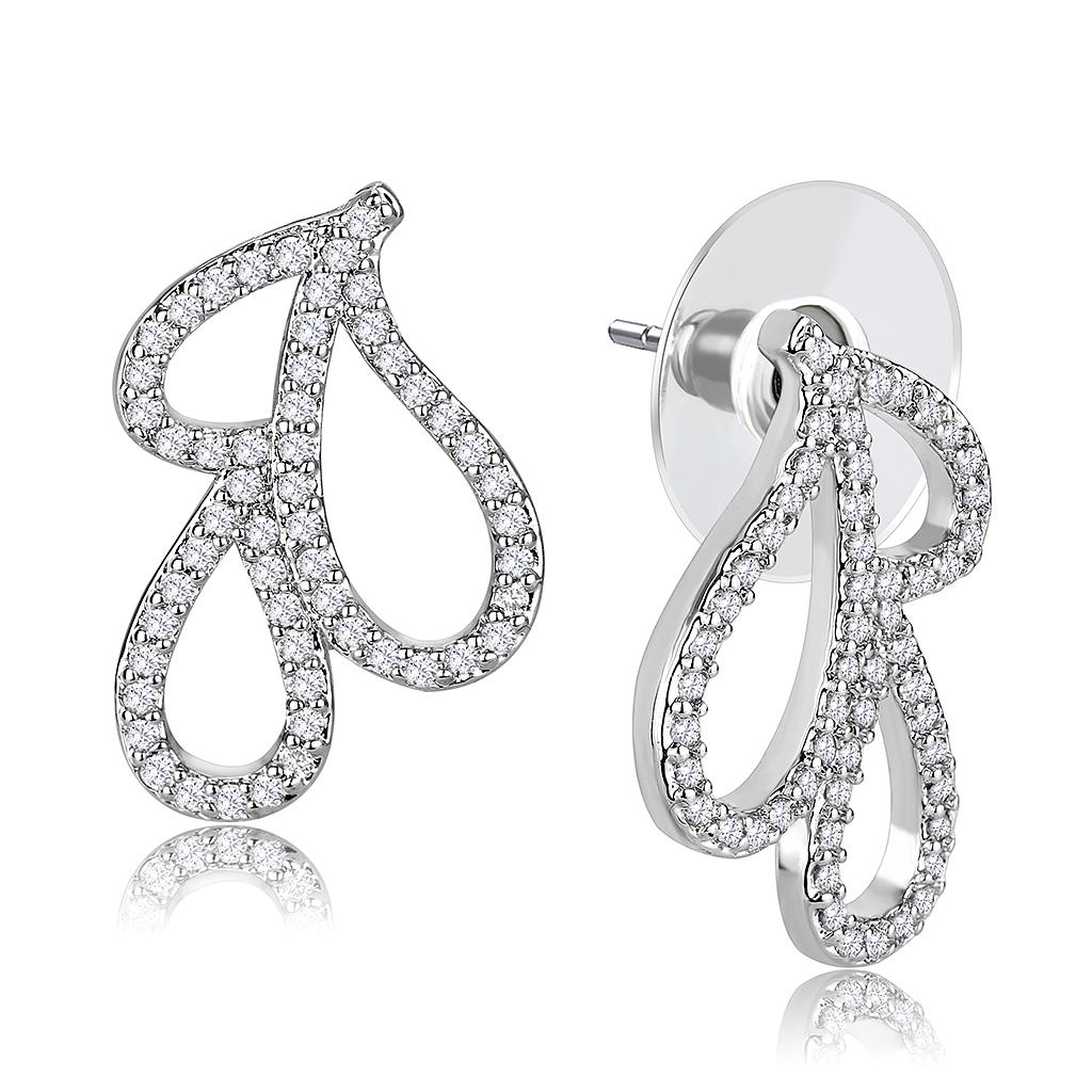 MA3W1426 - Rhodium Brass Jewelry Sets with AAA Grade CZ  in Clear