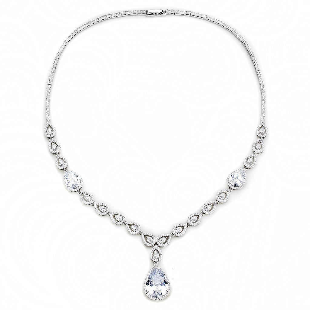 MA3W1427 - Rhodium Brass Jewelry Sets with AAA Grade CZ  in Clear