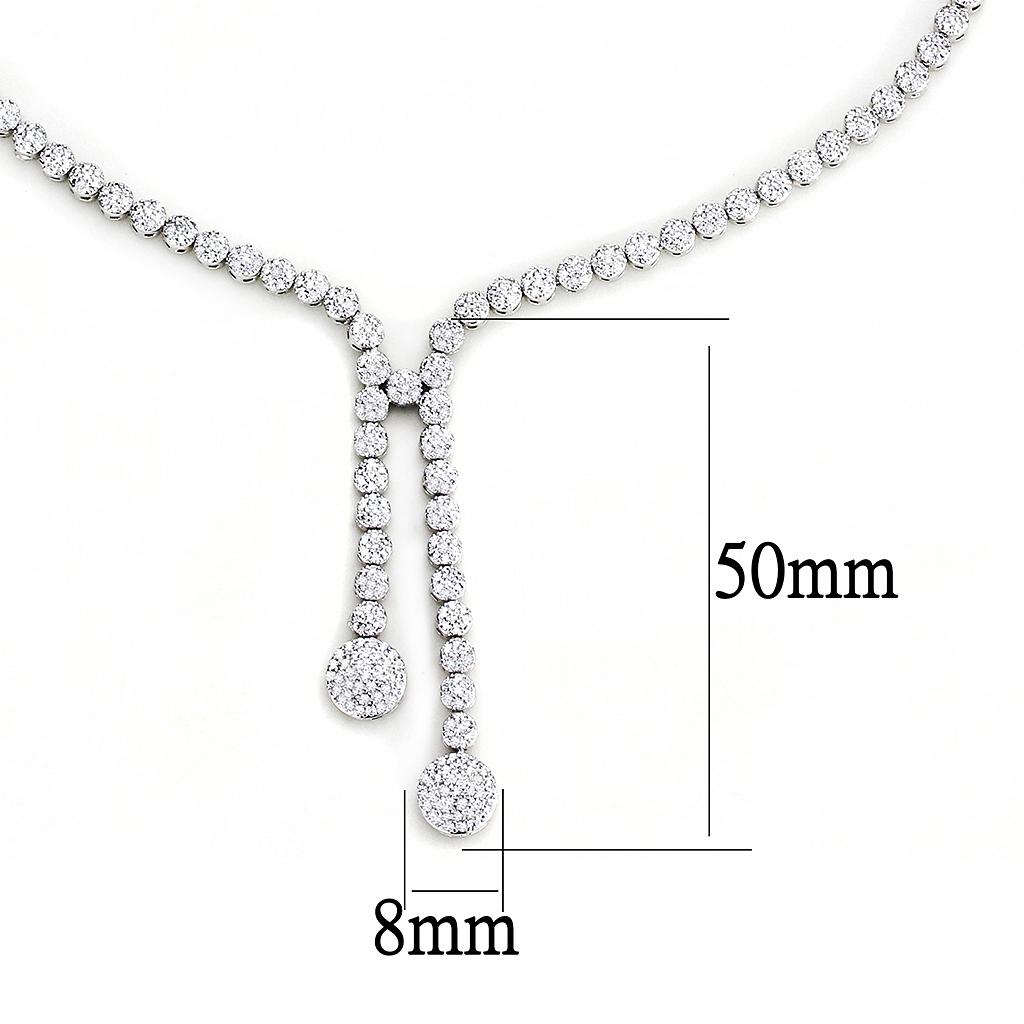MA3W1428 - Rhodium Brass Jewelry Sets with AAA Grade CZ  in Clear