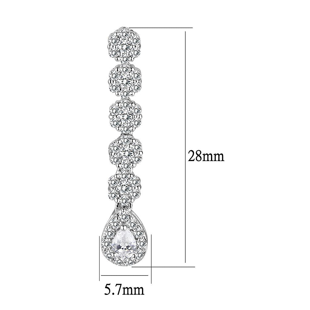 MA3W1429 - Rhodium Brass Jewelry Sets with AAA Grade CZ  in Clear