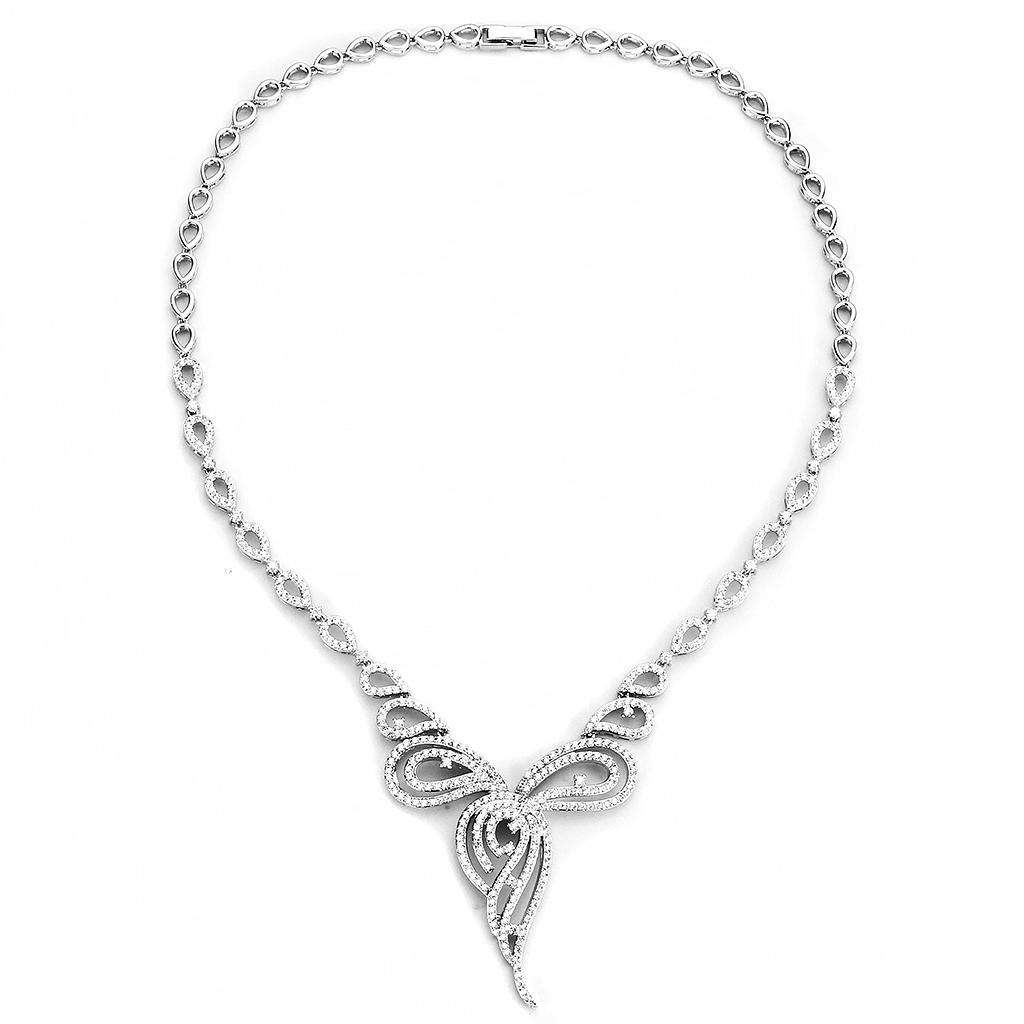 MA3W1431 - Rhodium Brass Jewelry Sets with AAA Grade CZ  in Clear