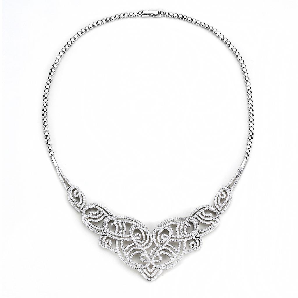 MA3W1433 - Rhodium Brass Jewelry Sets with AAA Grade CZ  in Clear