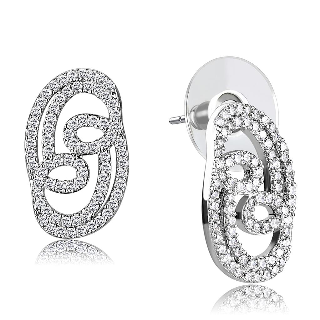 MA3W1433 - Rhodium Brass Jewelry Sets with AAA Grade CZ  in Clear