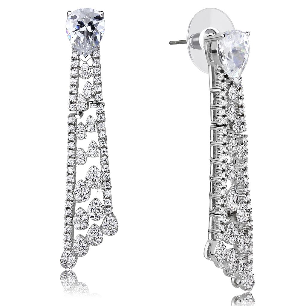 MA3W1434 - Rhodium Brass Jewelry Sets with AAA Grade CZ  in Clear