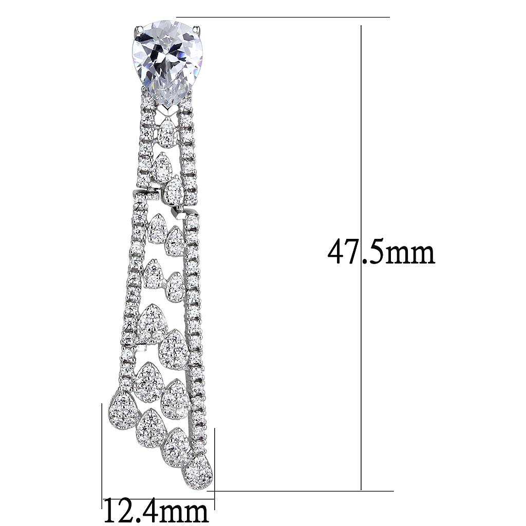 MA3W1434 - Rhodium Brass Jewelry Sets with AAA Grade CZ  in Clear