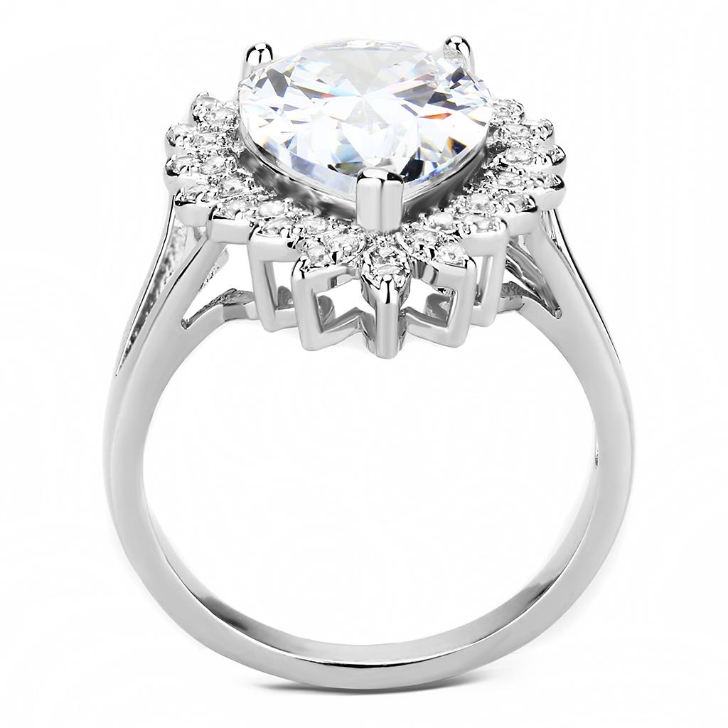 MA3W1435 - Rhodium Brass Ring with AAA Grade CZ  in Clear