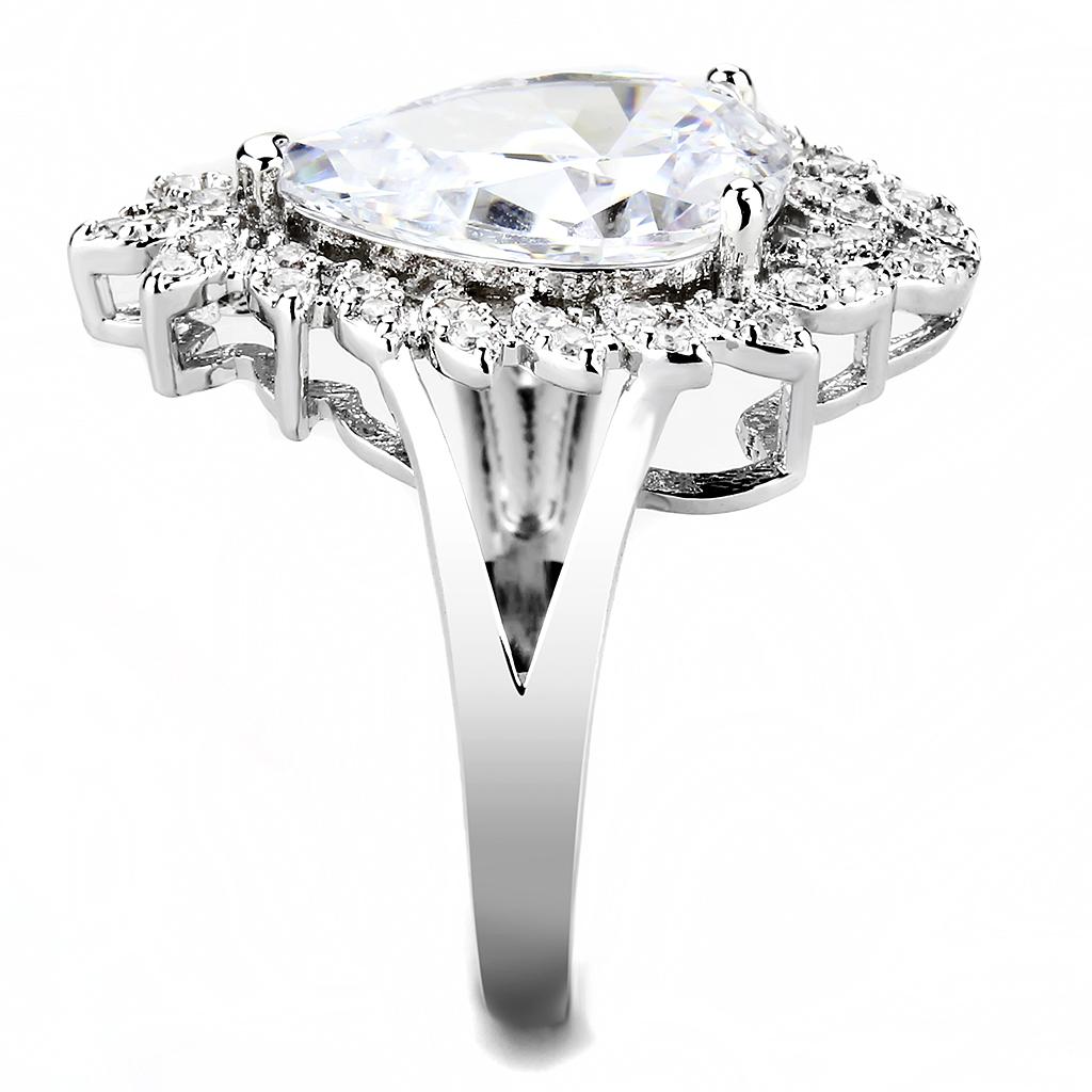 MA3W1435 - Rhodium Brass Ring with AAA Grade CZ  in Clear