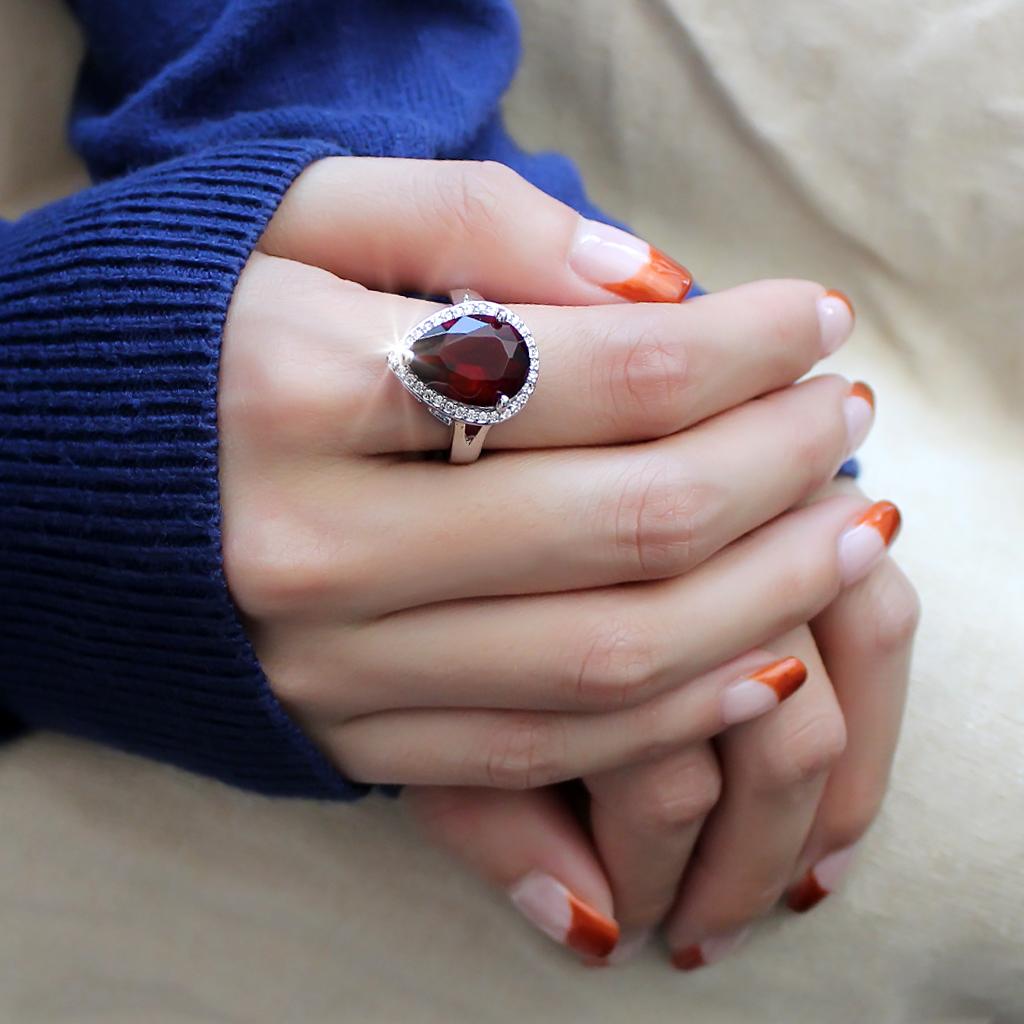 MA3W1438 - Rhodium Brass Ring with Synthetic Synthetic Glass in Siam