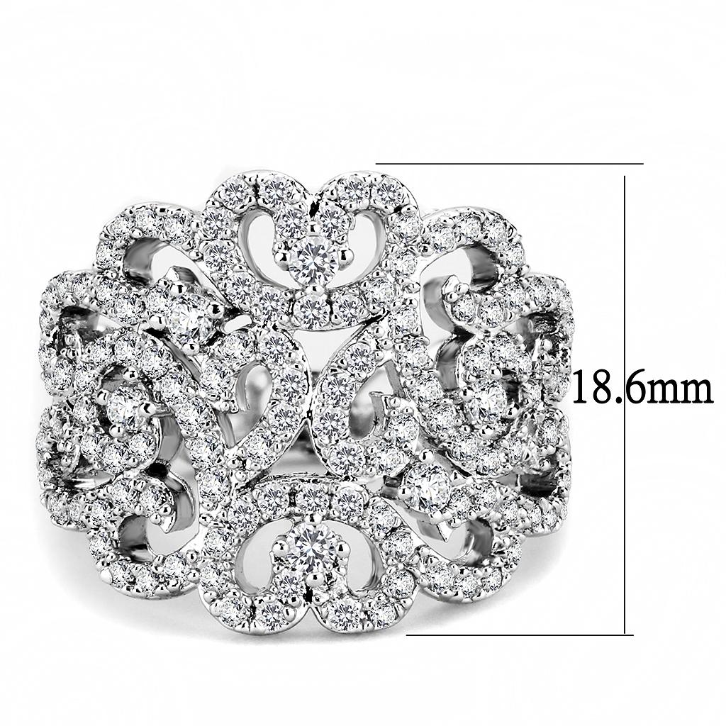 MA3W1439 - Rhodium Brass Ring with AAA Grade CZ  in Clear