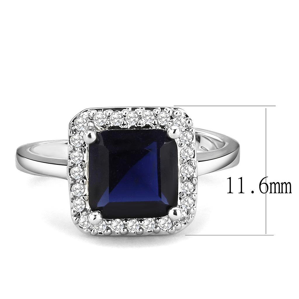 MA3W143 - Rhodium Brass Ring with Synthetic Synthetic Glass in Montana