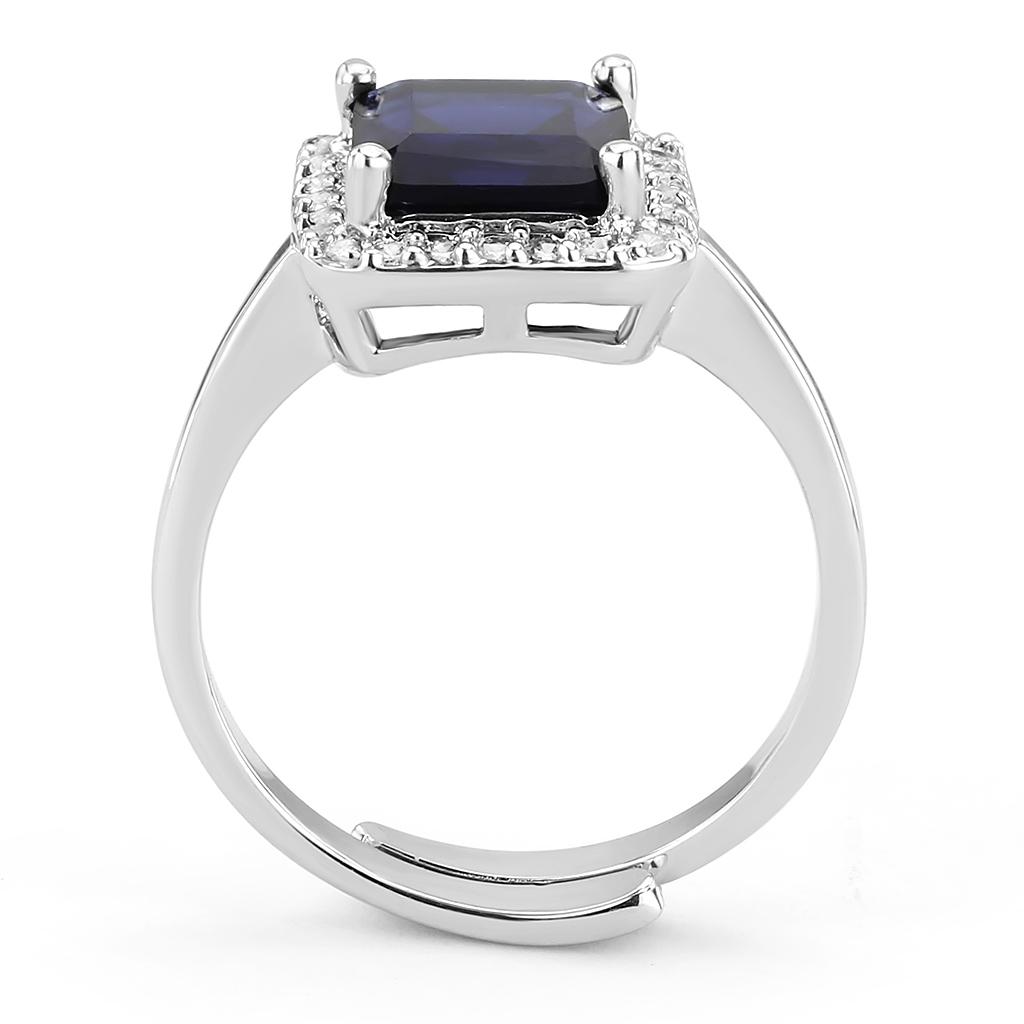 MA3W143 - Rhodium Brass Ring with Synthetic Synthetic Glass in Montana