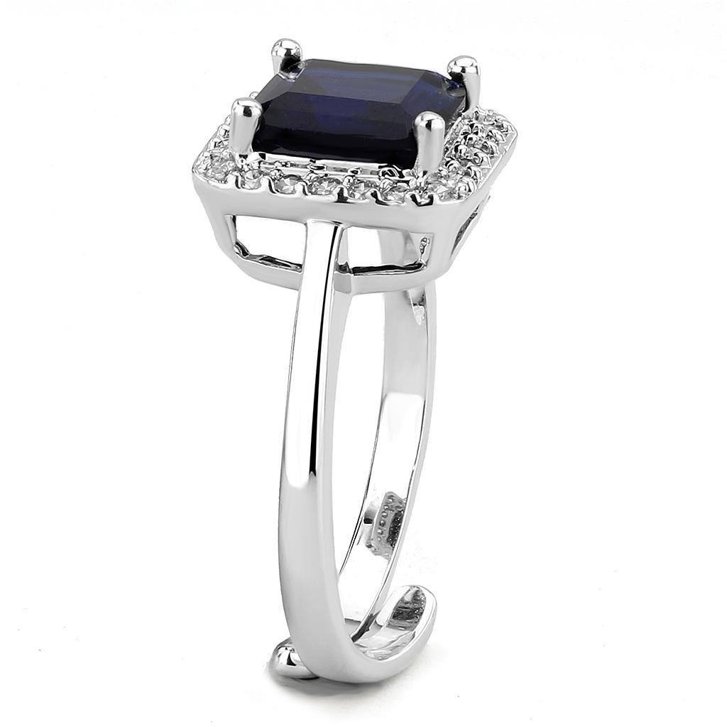 MA3W143 - Rhodium Brass Ring with Synthetic Synthetic Glass in Montana