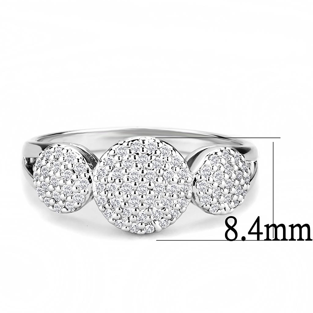 MA3W1440 - Rhodium Brass Ring with AAA Grade CZ  in Clear