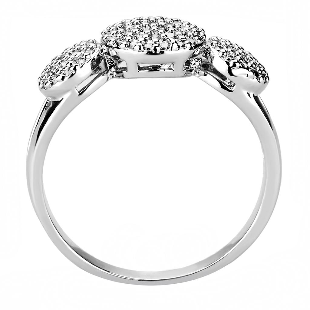 MA3W1440 - Rhodium Brass Ring with AAA Grade CZ  in Clear