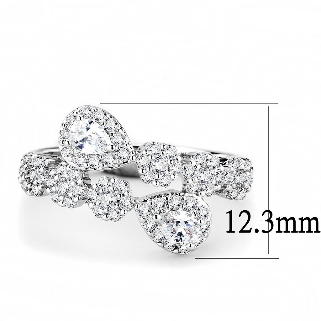 MA3W1441 - Rhodium Brass Ring with AAA Grade CZ  in Clear