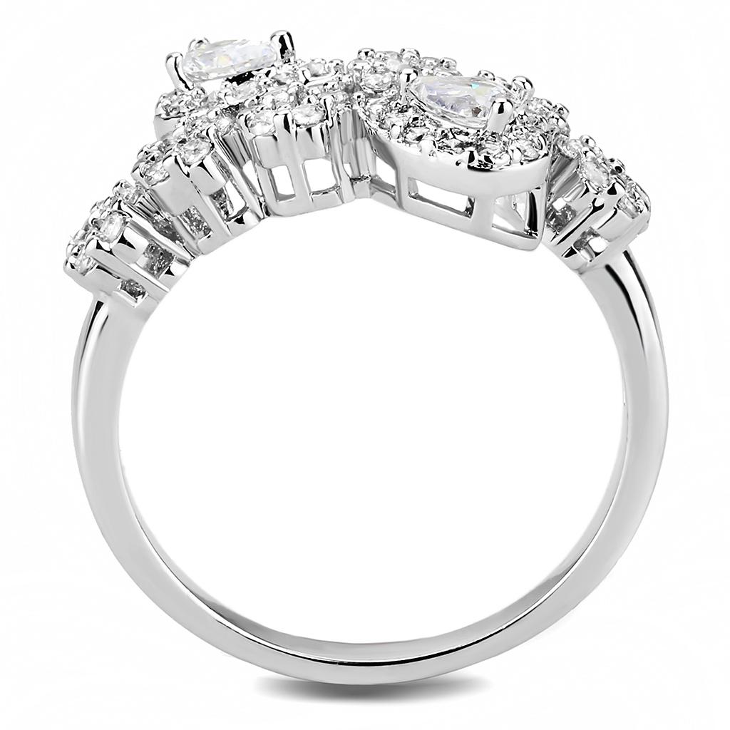 MA3W1441 - Rhodium Brass Ring with AAA Grade CZ  in Clear