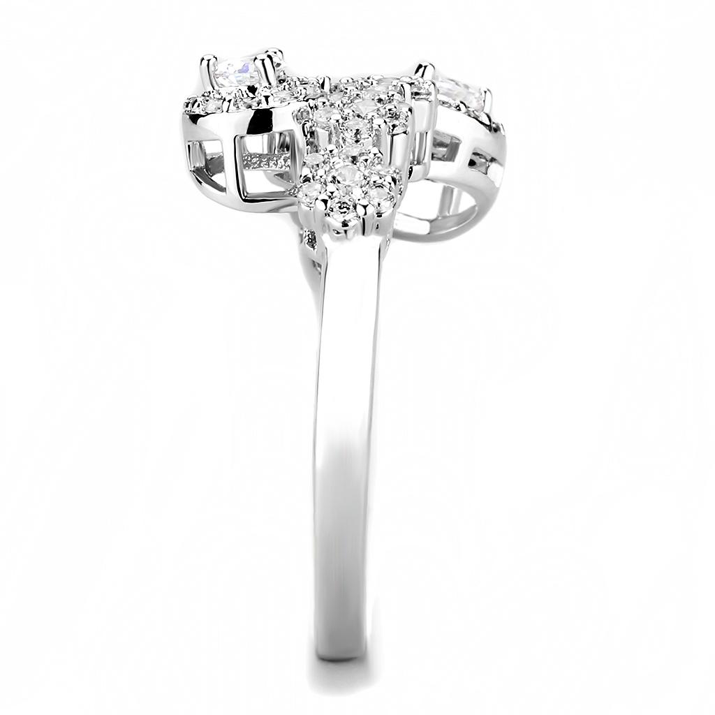 MA3W1441 - Rhodium Brass Ring with AAA Grade CZ  in Clear