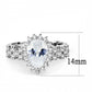 MA3W1442 - Rhodium Brass Ring with AAA Grade CZ  in Clear