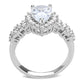 MA3W1442 - Rhodium Brass Ring with AAA Grade CZ  in Clear