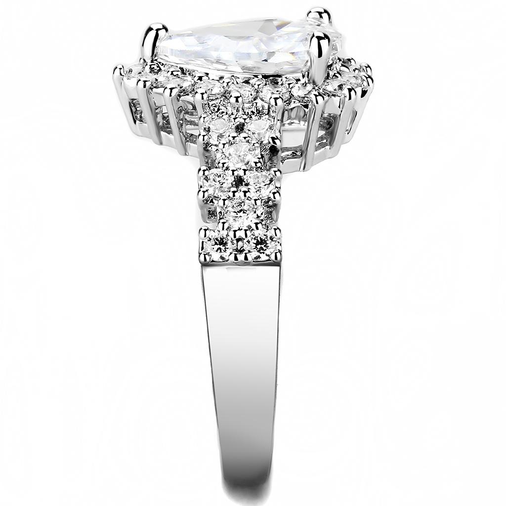 MA3W1442 - Rhodium Brass Ring with AAA Grade CZ  in Clear