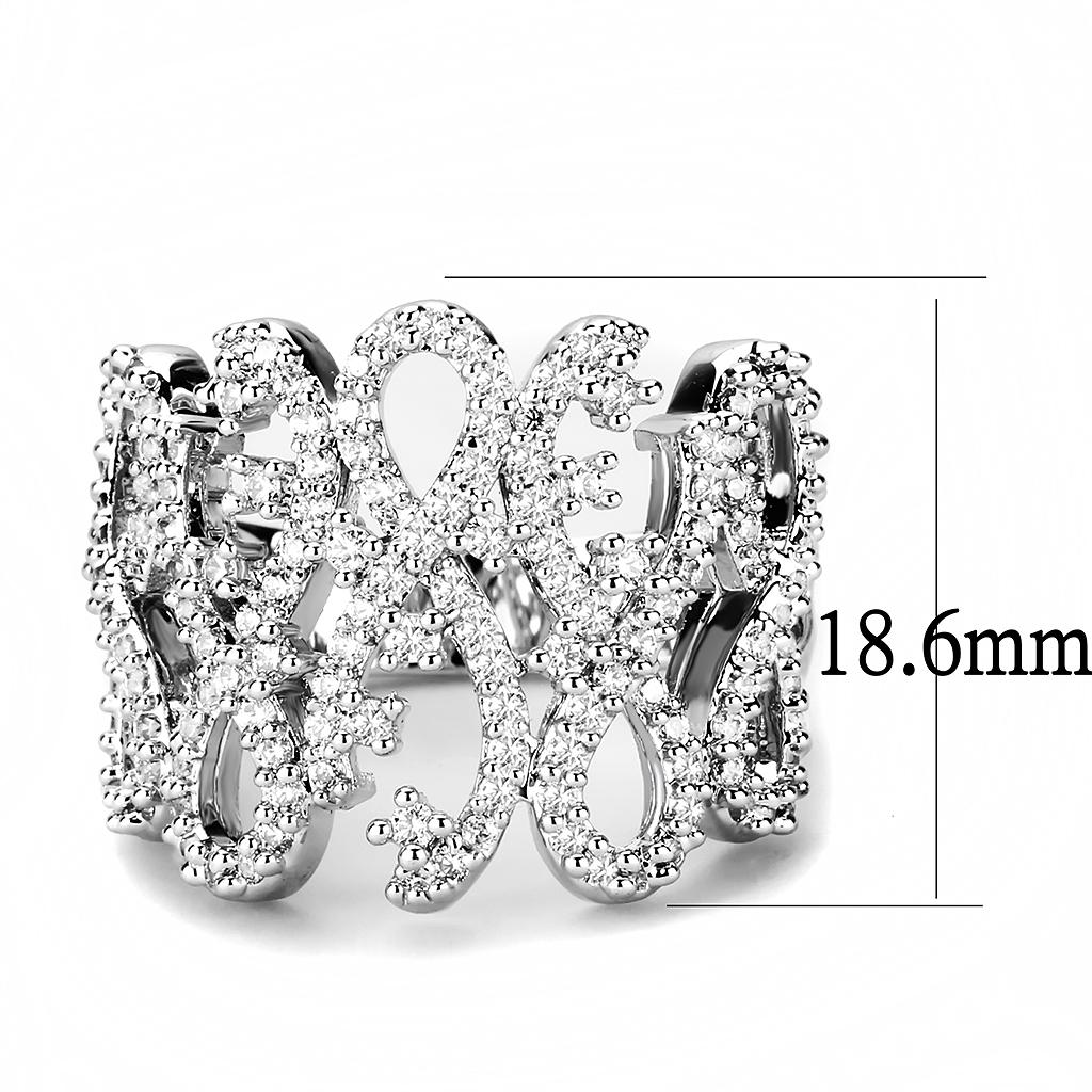 MA3W1443 - Rhodium Brass Ring with AAA Grade CZ  in Clear