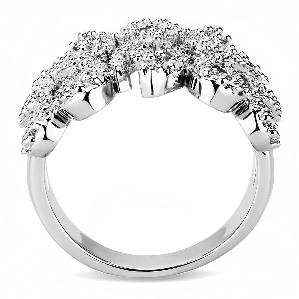 MA3W1443 - Rhodium Brass Ring with AAA Grade CZ  in Clear
