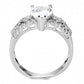 MA3W1444 - Rhodium Brass Ring with AAA Grade CZ  in Clear