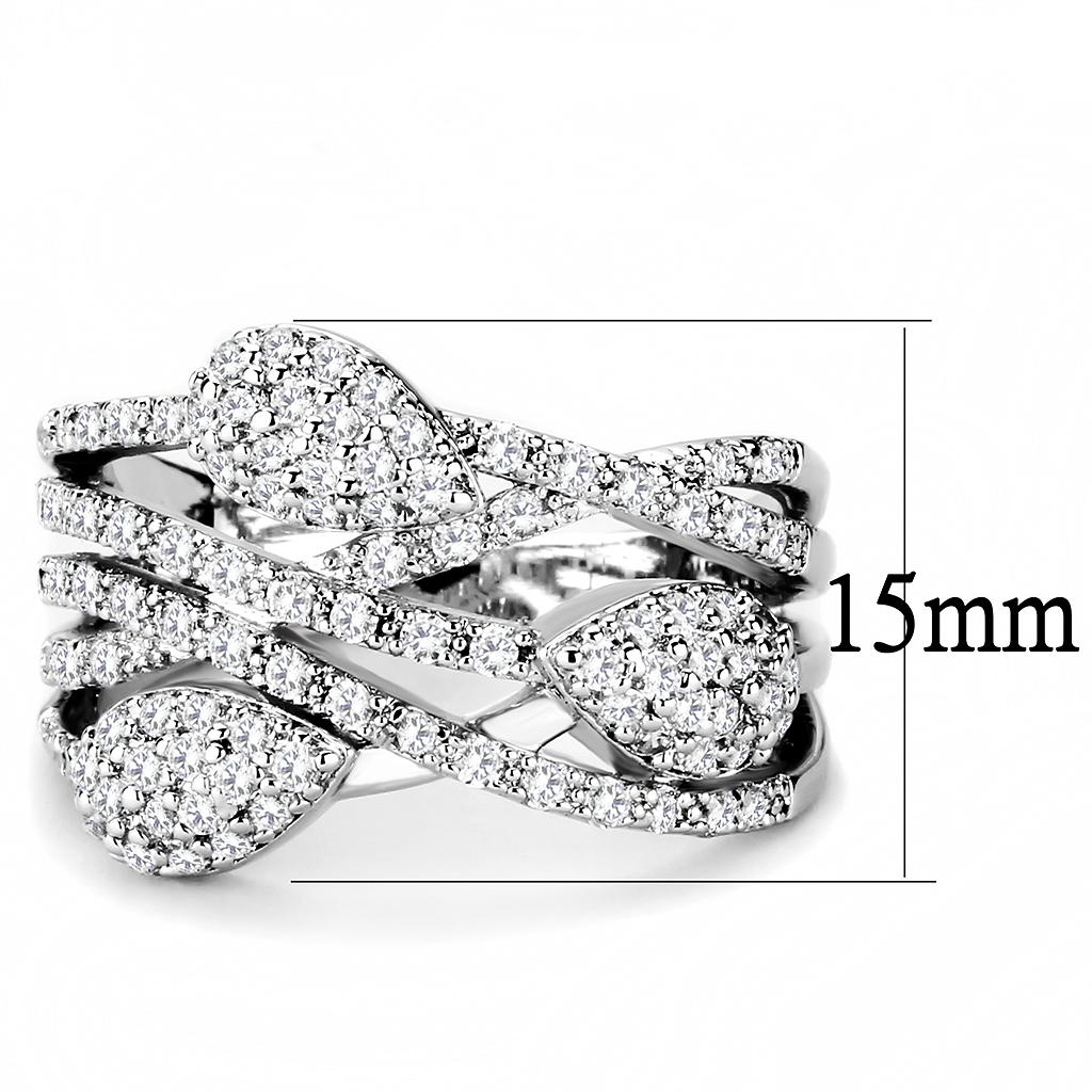 MA3W1446 - Rhodium Brass Ring with AAA Grade CZ  in Clear