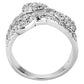 MA3W1446 - Rhodium Brass Ring with AAA Grade CZ  in Clear