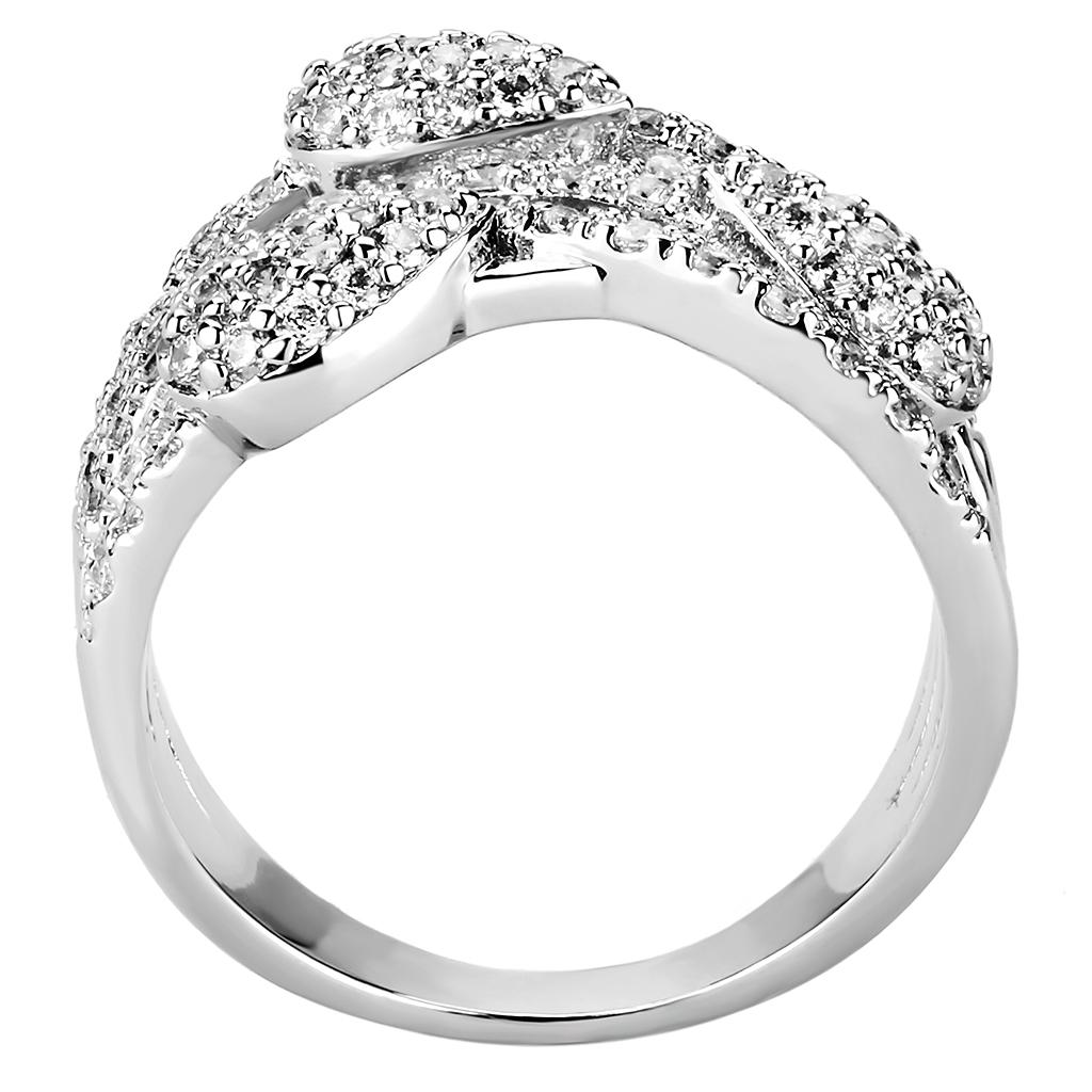 MA3W1446 - Rhodium Brass Ring with AAA Grade CZ  in Clear