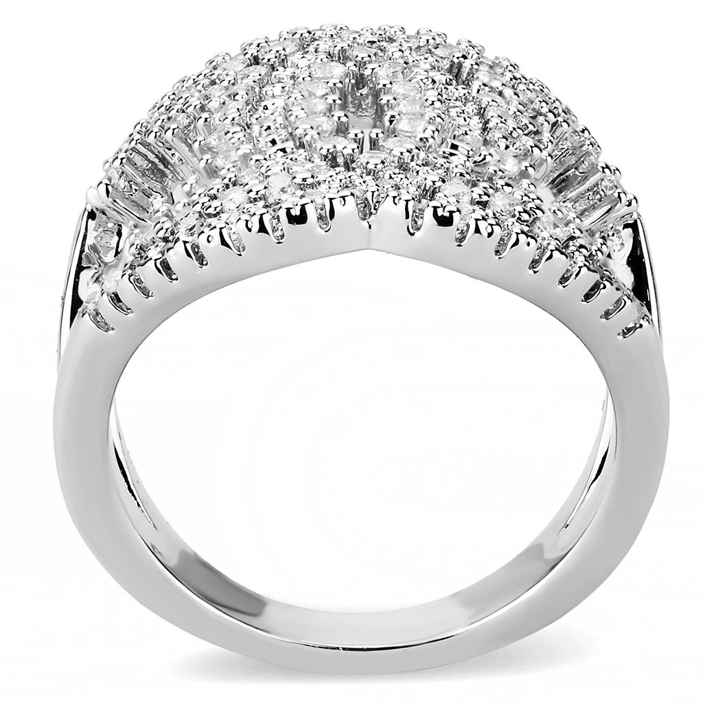 MA3W1448 - Rhodium Brass Ring with AAA Grade CZ  in Clear