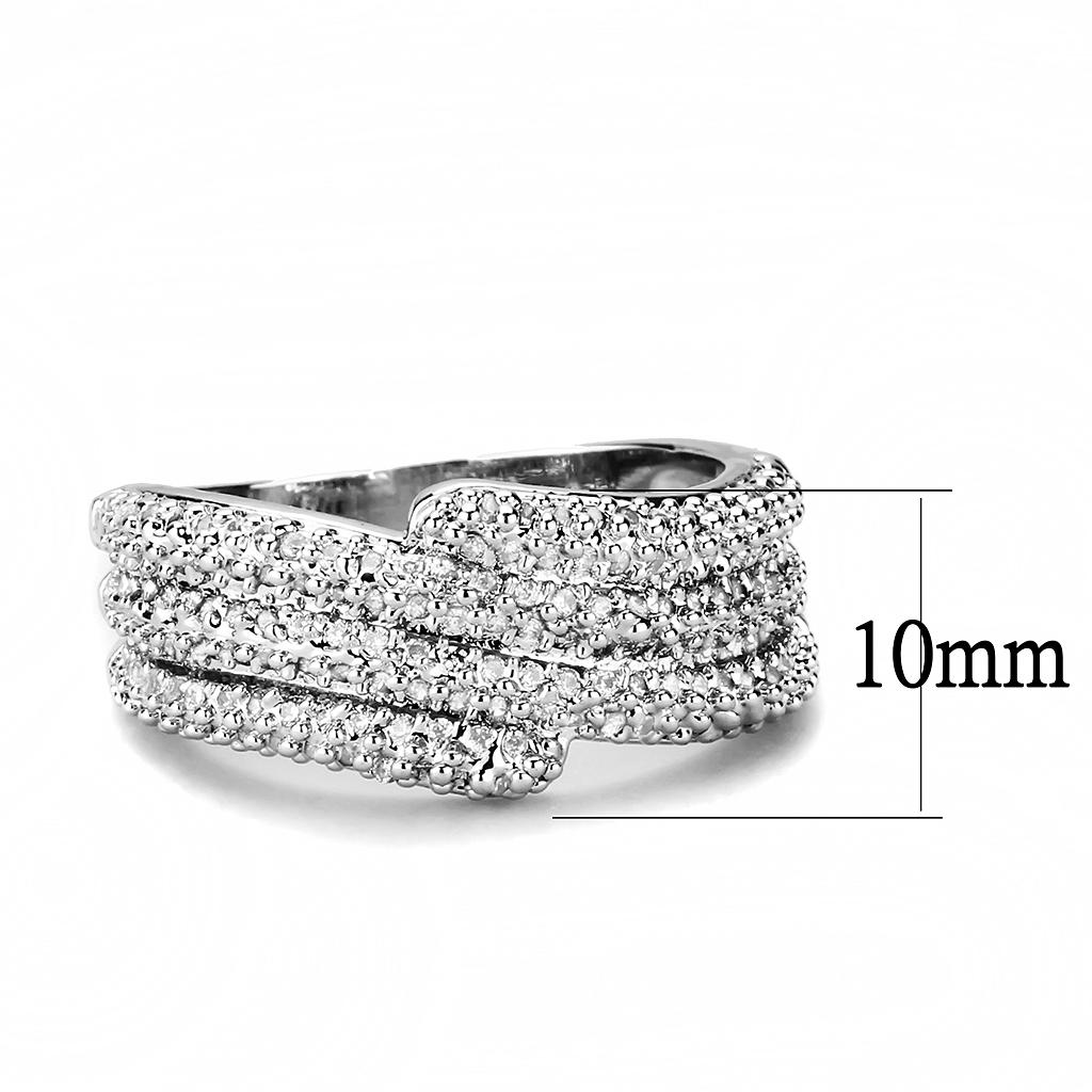 MA3W1449 - Rhodium Brass Ring with AAA Grade CZ  in Clear