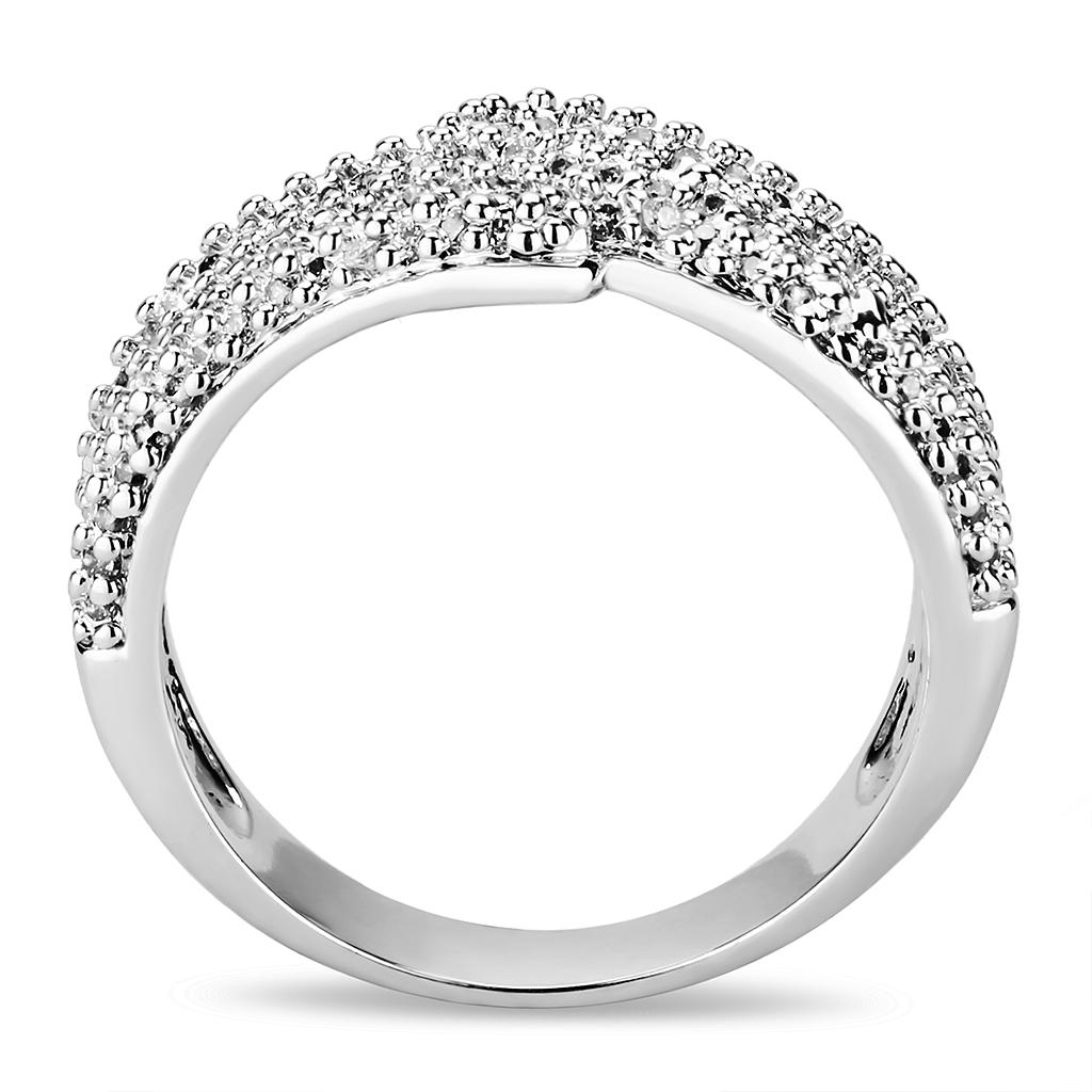 MA3W1449 - Rhodium Brass Ring with AAA Grade CZ  in Clear
